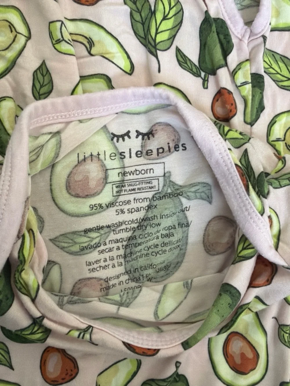 Baby Girl Pink Avocado Newborn sleeper gown